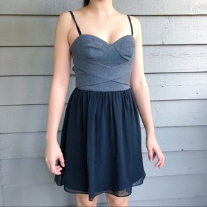 Club Monaco Grey Corset Top with Black Silk Dress